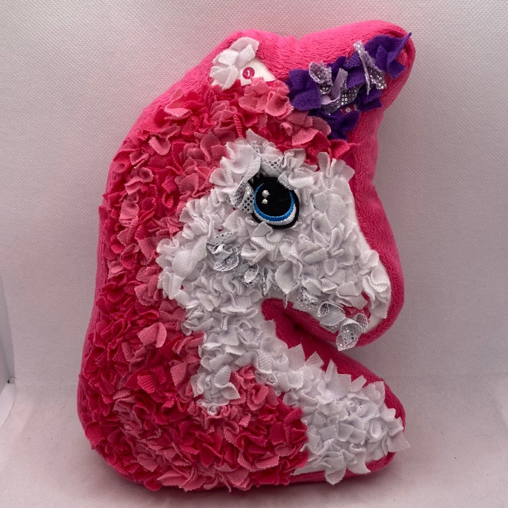 Plush Craft Plush Pink White Unicorn Pillow Decor 8"